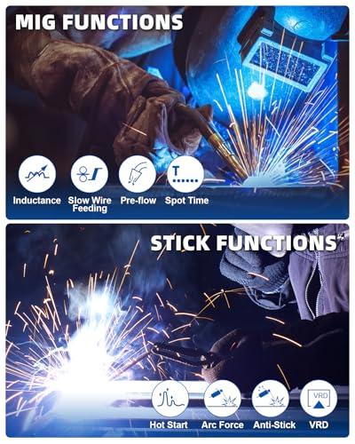 Image of AZZUNO 200A MIG Welder 110V /220V, 8 in 1 Welder Machine Aluminum MIG /Gas MAG /Gasless Flux Core MIG /Gas MIG /Spot MIG /Spool Gun Compatible /Lift TIG /Stick Welding, Multi process Welding Machine