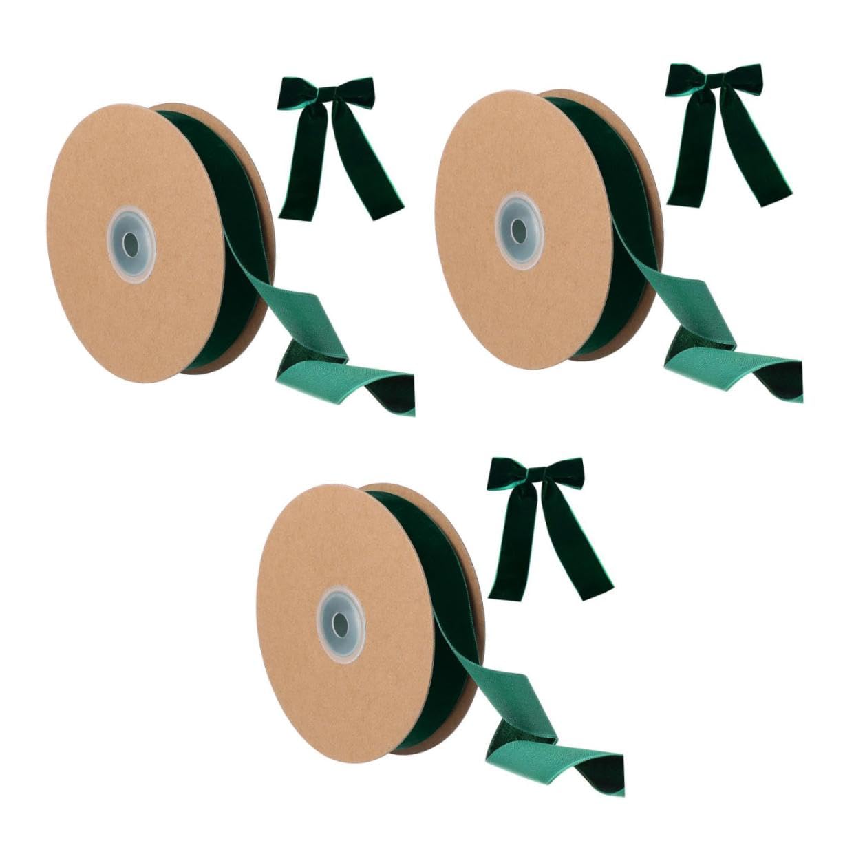 STOBOK 3rollen Breites Dunkelgrünes Flockband Für -dekoration Einseitige Samtband Für Kleidung Haarschmuck Und Strapazierfähige Bastelmaterialien Für Und Hochzeiten