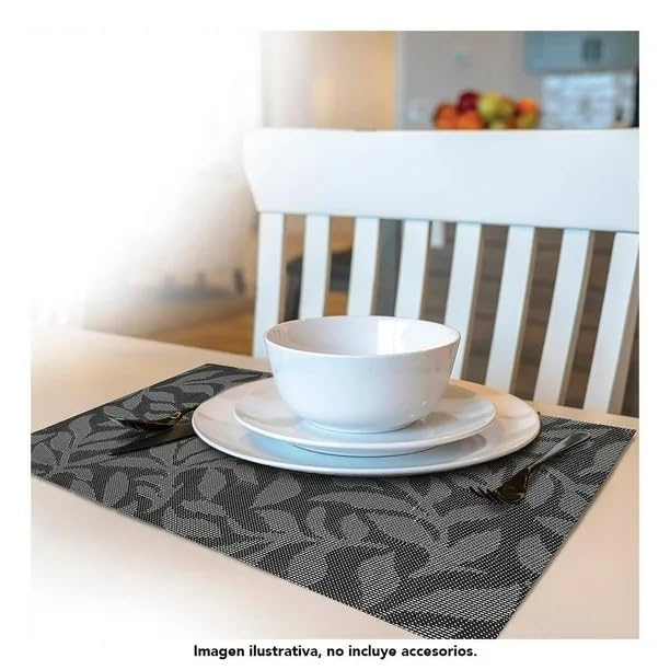 Image of YELONA Placemats for Dining Table - Heat Resistant, Non-Slip & Washable PVC Vinyl Table Mats - Set of 4, 45 x 30 cm (Charcoal Grey)