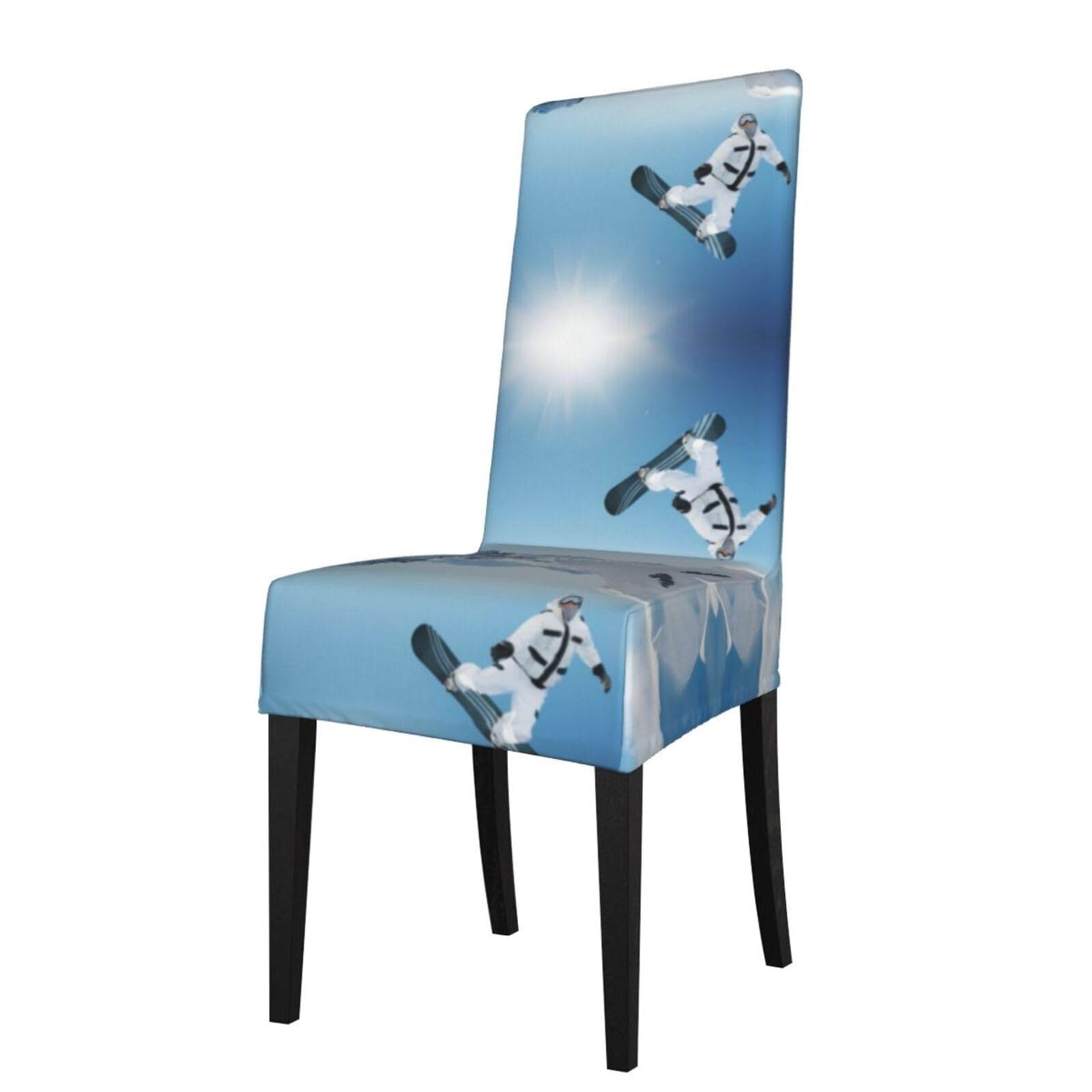 HLSBSSL Snowboarding Printed dining chair covers, wrinkle-resistant and iron-free, suitable for hotels, banquets, and conferences
