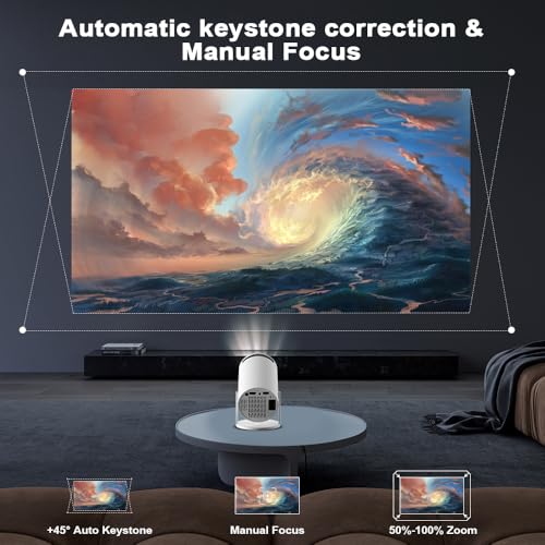 Portable Projector with 5W Audio Speaker,4K Support,180 Degree Rotation,Wi-Fi 6 and Bluetooth, Auto Vertical Keystone Compatible with HDMI/TV Stick/iPhone/Laptop(white-02) - image 2