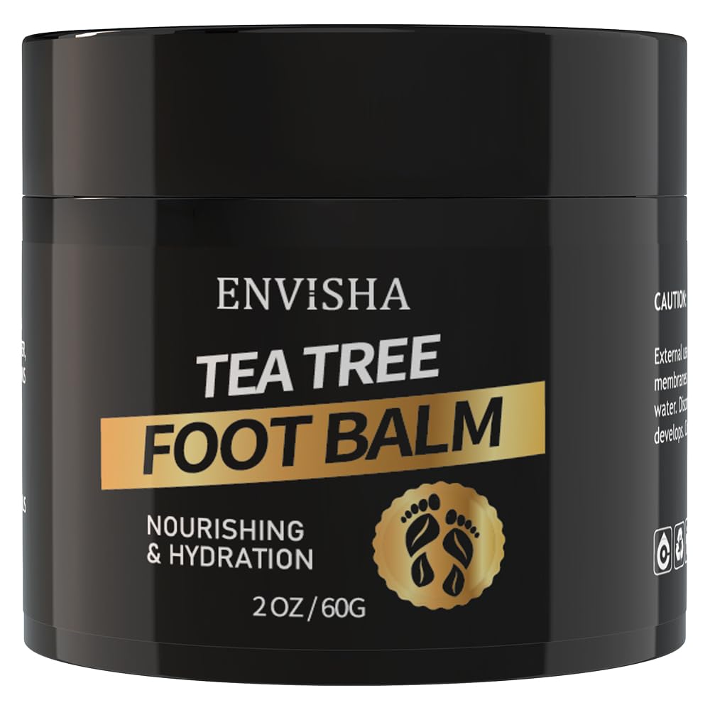 Tea Tree Oil Foot Balm for Cracked Heels - Extra Strength Moisturizing Cream for Dry Feet, Hands, Elbows and Knees - Softens Rough Skin, 2 oz