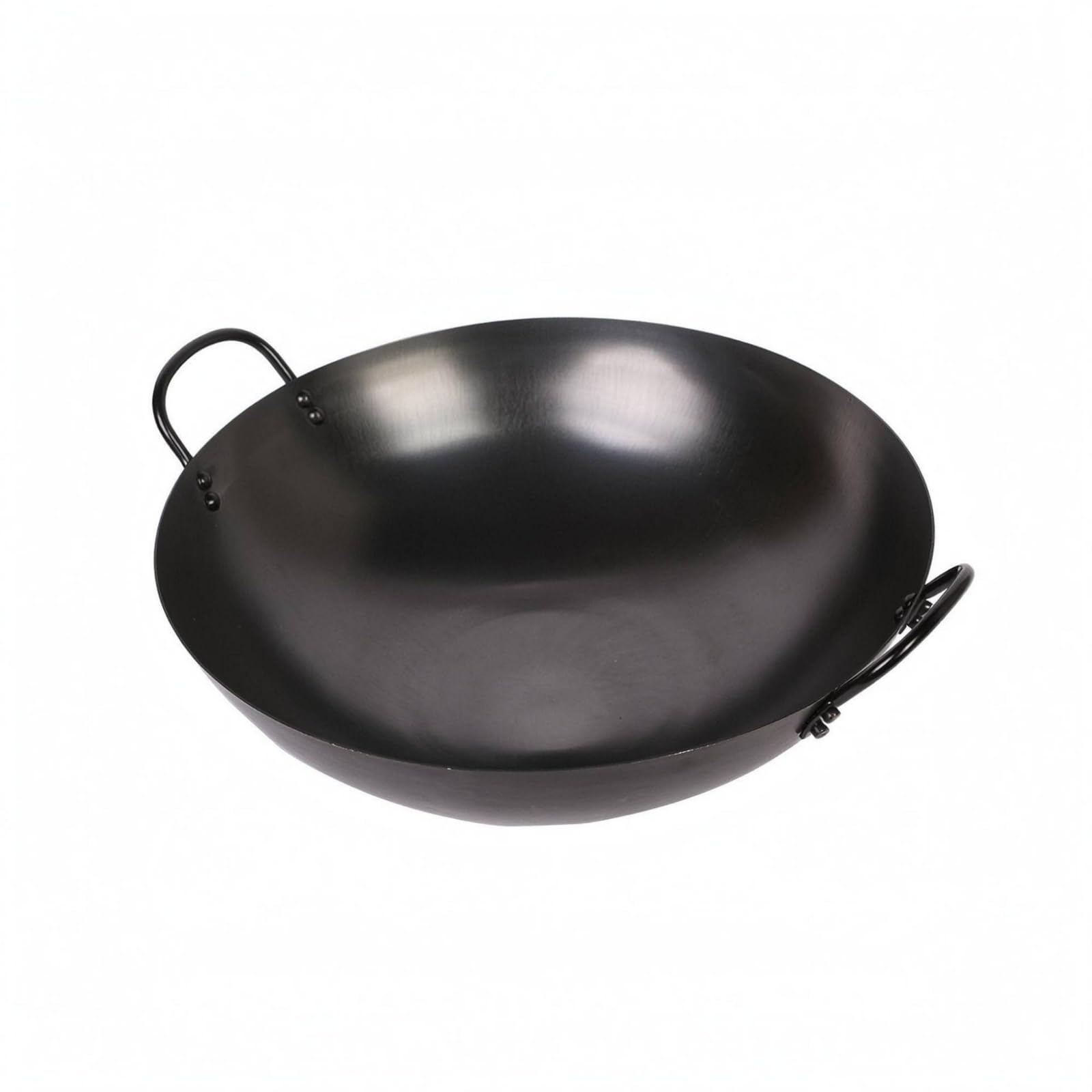 Wok acier inoxydable poêle profonde de 60 cm et couvercle en fer noir pour cuisine au gaz