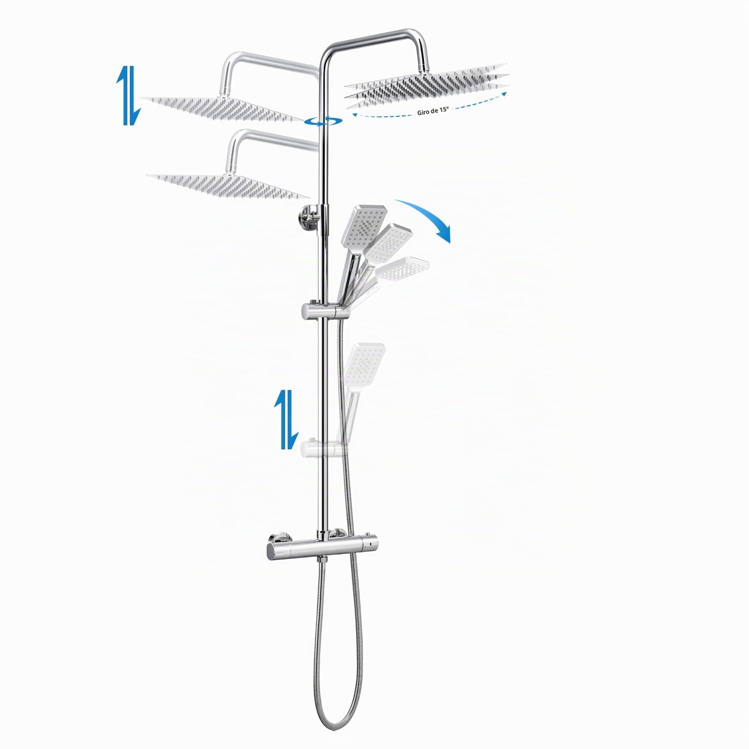 BONADE Columna Ducha Termostatica, Duchas de Baño Columna Barra Altura Ajustable 81mm - 1175mm, Columna Ducha con Grifo, Ducha Termostatica, Conjunto Ducha con Teleducha de lluvia de 10 pulgadas