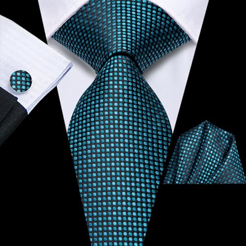 Image of Hi-Tie Men's Tie Lapel Pin Set Pocket Square Cufflinks Formal Woven Silk Tie Sets Wedding Party
