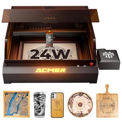 Image of Laser Engraver-Desktop Diode 24W Output with Integrated Housing,Built-in Camera Module and Air Assist 48000mm /s,Laser Cutting and Engraving Machines for Wood /Acrylic /Metal | 400 x 400mm Work Area, Built-in Camera for Batch Engraving, 48000mm /min Speed, Works on Wood, Acrylic and Metal