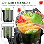 Cold Press Juicer, Masticating Juicer with 5.4" Wide Feed Chute, 350w Slow Juicer Machines Fit Whole Vegetables and Fruits with High Juice Yield, Easy to Clean (Black) - Image 2