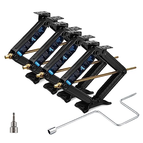 Image of [Upgrade] Kohree 7500lbs RV Stabilizer Leveling Scissor Jacks 24 inch for Travel Trailer Camper, Set of 4, Heavy Duty RV Stabilizer Jacks Kit with Crank Handle and Drill Bit