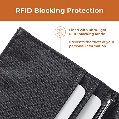 Image of Allett Hybrid Card Wallet, Jet Black | Nylon, RFID Blocking, Vertical Layout | Minimalist, Bifold, Card Holder, Water Resistant, Thin, Front Pocket | Holds 3-10+ Cards, Cash