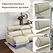SIENWIEY Top Grain Leather Sofa Set for Living Room，Power Recliner Sofa with LED Lights, 114.5 Inch Beige Leather Reclining Couch with USB Port，3 Seater Sectional Sofa for Living Room