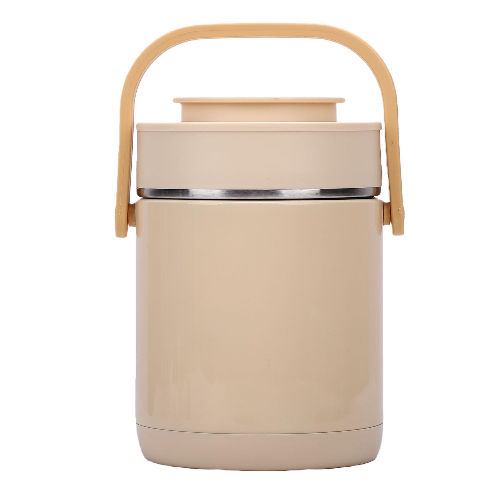 Bewinner 1,6 L Elektrische Lunchbox, 304 Edelstahl-Innentopf, USB-Heizung, Mehrere Kochfächer, Auslaufsicherer, Isolierter, Beheizter Lebensmittelbehälter für Geschäftsreisen, Beige