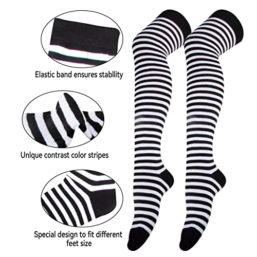 Image of Over Knee Rainbow Thigh High Socks Cosplay Accessories for Women Fashion Wild Long Striped Leg warmers