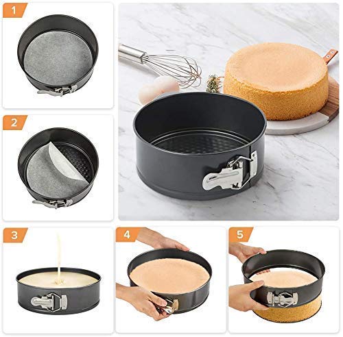 NETIZEN Carbon Steel Spring Form Cake Mould Pan Set/Baking Tray/Removable Mould Tray (Set of 3, Black) 2