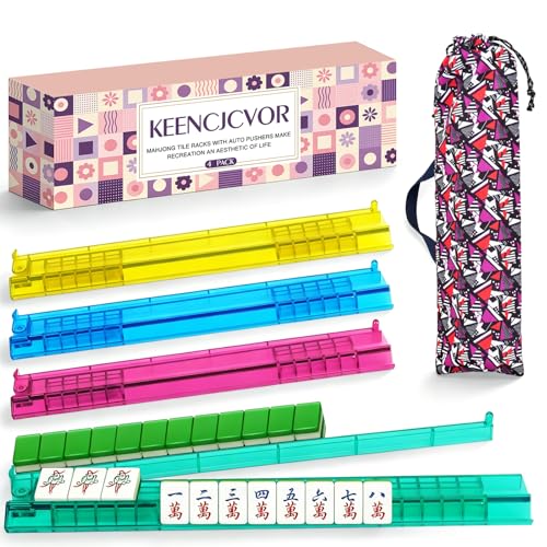 Mahjong Racks con Pushers y Bolsa, Set de 4
