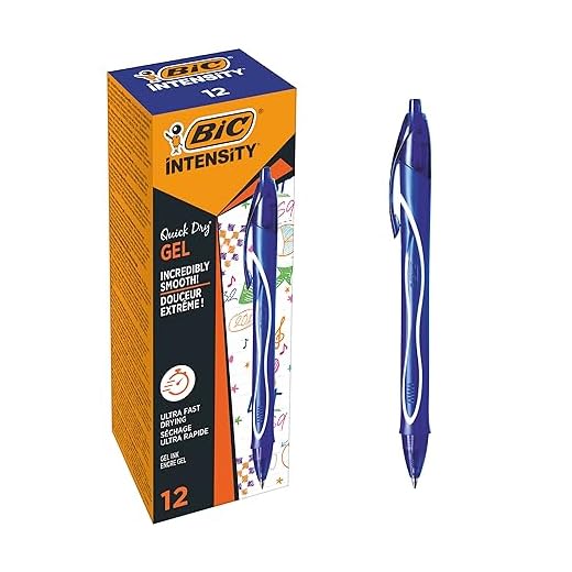 BIC Gel-ocity Quick Dry Bolígrafos Tinta en Gel Punta Media (0,7 mm) – Azul, Caja de 12 Unidades – Bolígrafo retráctil con tinta de secado ultrarrápido