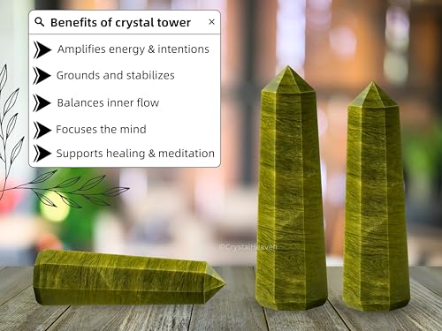 Image of Crystal Heaven Certified Vesuvianite Tower Obelisk Point For Chakra, Healing And Balancing - Aaa Grade Original Certified Gemstone Agate For Reiki Meditation Yoga Spiritual (2-3 Inches)