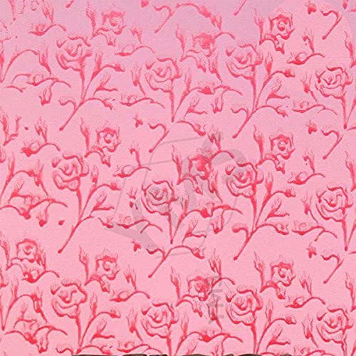 Image of YMS Floss Rose Pattern Rubber Roller with Handle, DIY Painting Tool Household Wall Art for Home Decoration (7 inch, Blue /Red)