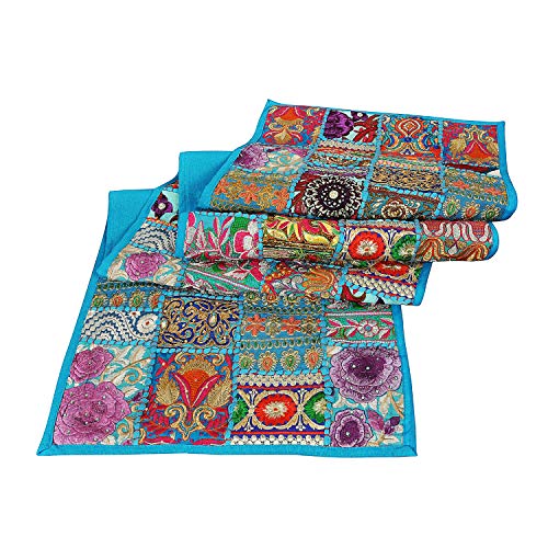 Ayodhya Art Décor Handmade Turquies Table Runner Rajasthani Design Embroided Cotton Ethnic Runner Rajasthani Patchwork Table And Home Decor (72X16) 1 Peice #TOP4