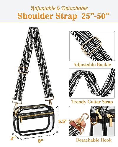 FANGSUN Clear Crossbody Bag Stadium Approved, Clear Purse for Women, Transparent Shoulder Messenger Handbag for Concert Sport