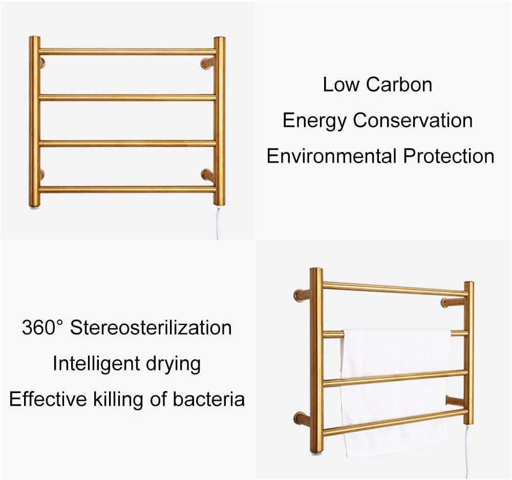 Toallero eléctrico calefactado de Acero Inoxidable 304, radiador de Lujo para Pared, con 4 Barras, para baño.