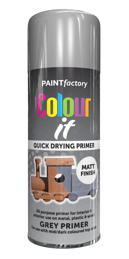 AlezyB - Grey Primer 400ml All Purpose Spray Paint | Use on Metal, Wood, Plastic and Multipurpose Aerosol Professional Quality Perfect Finish, for Interior Exterior and Excellent Coverage