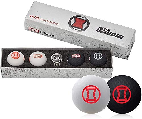 Volvik Lots de 4 Balles de Golf Vivid + Marker Black widdow