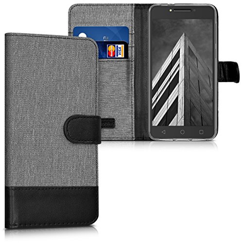 Cadorabo Custodia Libro Portafoglio Per Alcatel 3L 2019 - Grigio/Nero, Con Vani Carte E Supporto