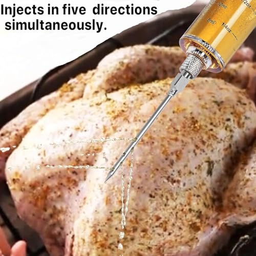 Image of GRILL BUMP Meat Injector Syringe - 3 Marinade Injector Needles for BBQ Grill, Portable Turkey Injector kit for Smoker,Marinades Injector for Meats with 1oz Large Capacity 1 Brush Easy to Use & Clean