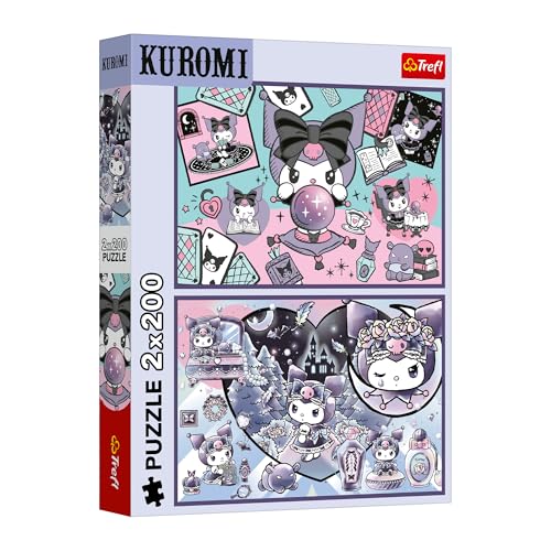 Trefl - Puzzle 2 en 1: Kuromi, Las travesuras de Kuromi - 2 x 200 Piezas - Set de Dos Puzzles para Adolescentes