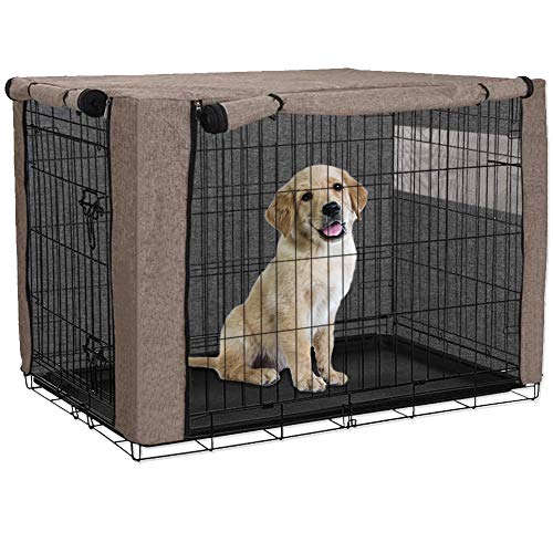 Chengsan - Funda para jaula de perro, duradera a prueba de viento para mascotas, cubierta para jaula de alambre para protecci�n interior y exterior (36 pulgadas, caqui)