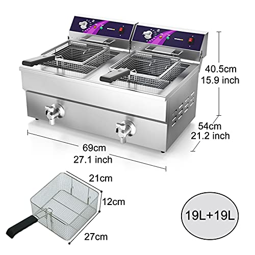 CFYP Kommerzielle Elektrische Fritteuse mit Korb, Professionelle Aufsatz Fritteuse mit Ablaufsystem und… – Bild 3