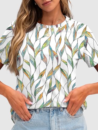 Image of Anbech Womens Dandelion Graphic T-Shirts Teen Girls Cute Sunflower Print Casual Tee Tops