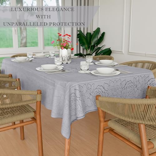 Image of Kuber Industries Dining Table Cover | 60x90 Inch | 6-Seater Table Cover | Net Tabletop Cover | Hotels-Restaurants Table Cover | Dining Table Cloth | Sun-Shine Print | DTC | Grey