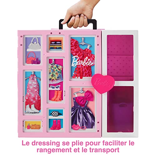 Barbie Coffret Dressing Deluxe de (60cm) avec poupée Blonde, 15 espaces de Rangement, Plus de 30 Tenues et Accessoires, Jouet Enfant, Dès 3 Ans, HGX57