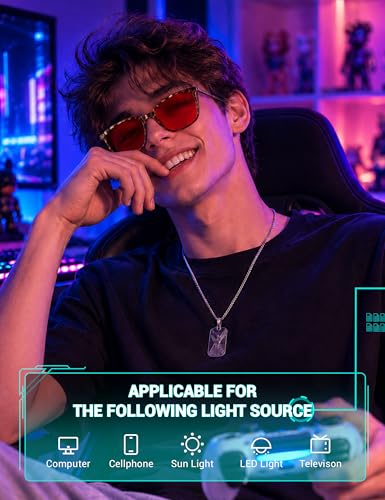 Image of TIJN Sleep Glasses for 99.9% TR90 Blue Green Light Blocking Dual AR Coatings Red Lens for Computer Gaming Reduce Eyestrain