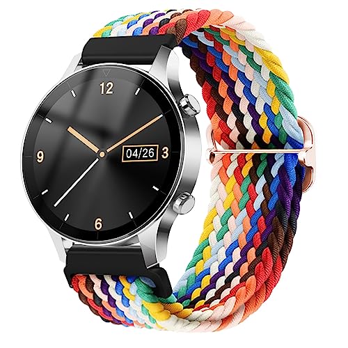 Bewudy Nylon Woven Watch Bands, Quick Release Watch Strap, Adjustable Braided Loop Straps for Men and Women, Band Width 20mm 22mm (22 mm, Rainbow)