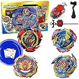 BOVANPOO Burst Toupies Set, 4 Metal Fusion DB Layer Spinning avec 2...