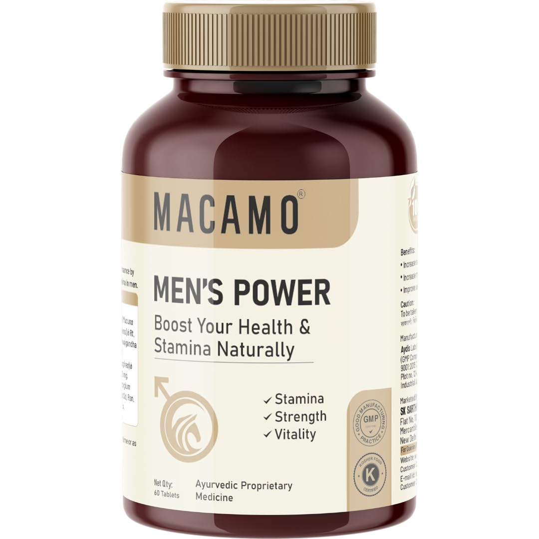 MACAMO Men's Power Strength Booster Tablets, Boosts Energy, Stamina & Vitality, 60 Tablets (Pack of 1)