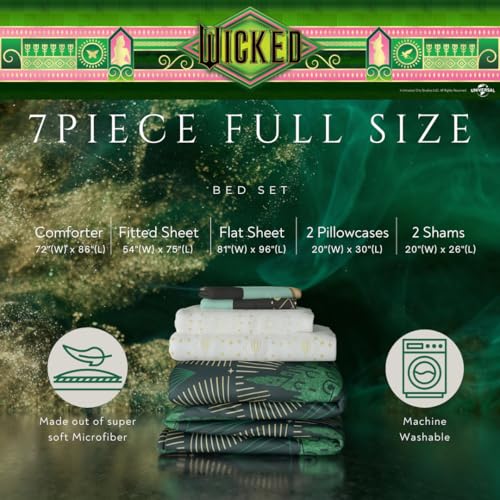 Image of Collectibles Wicked Lux Bedding 7 Piece Super Soft Reversible Comforter and Sheet Set with Sham, Full, (Officially Licensed Product) By Franco