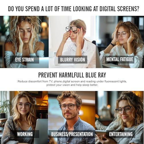 Image of 2 Pack Blue Light Glasses For Woman /Men Blue Retro Round Light Blocking Glasses