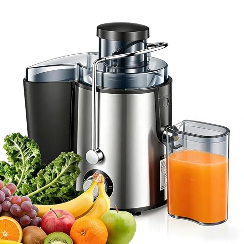 Juicer Machine,Efficient Centrifugal Juicer | 68mm Large Feed Chute for Whole Fruit and Vegetable Extraction, 3 Adjustable Speeds, Easy to Clean Design – Ideal for Family and Healthy Living,Stainless