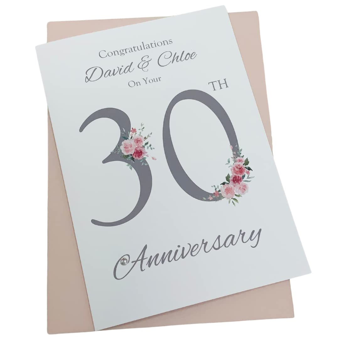 30th Wedding Anniversary Card Personalised Pearl 30 Years - FN 30 โ image 1