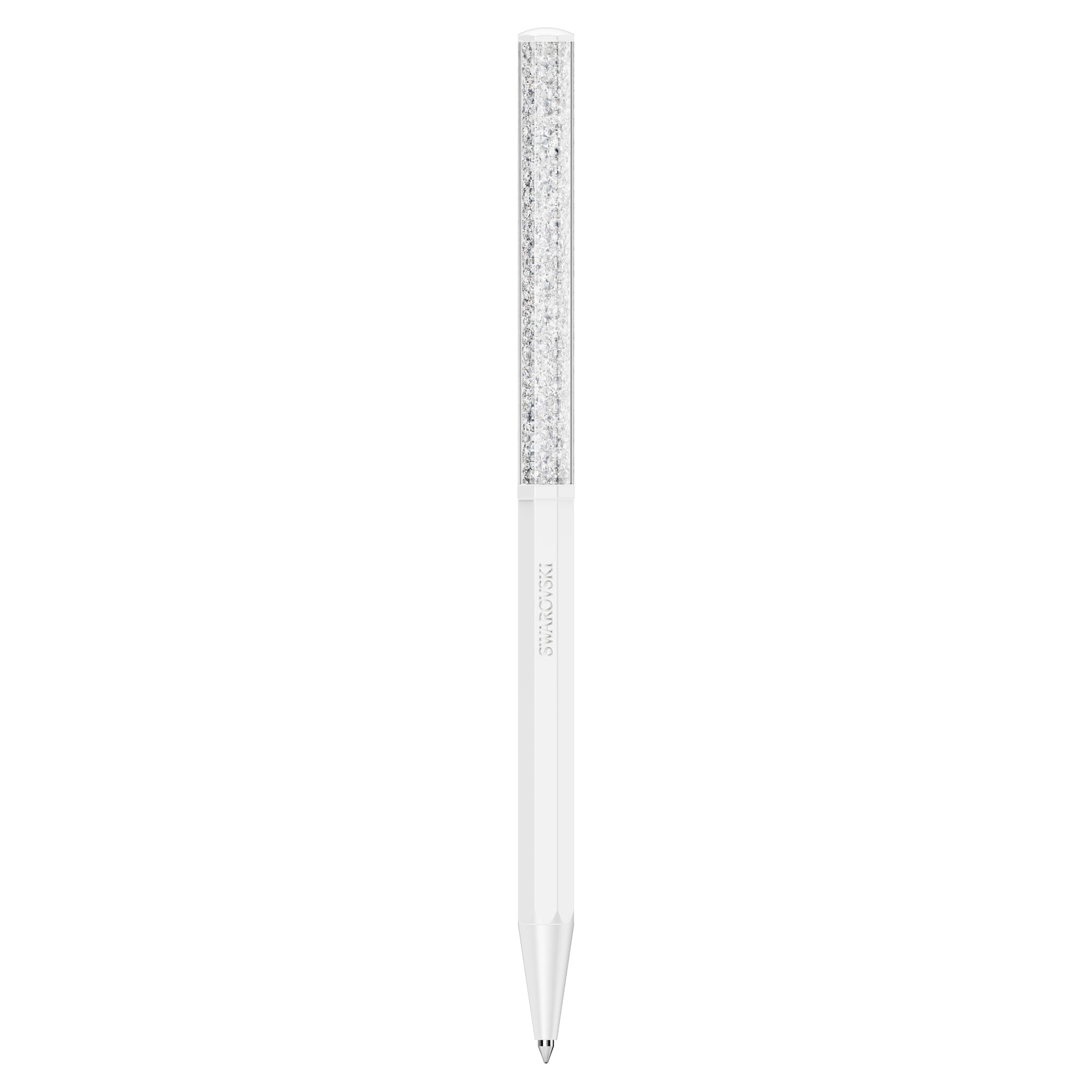 Swarovski Crystalline Ballpoint Pen, White Lacquered Barrel with Eight Crystal Facets and More Than 400 Clear Crystals - Image 2