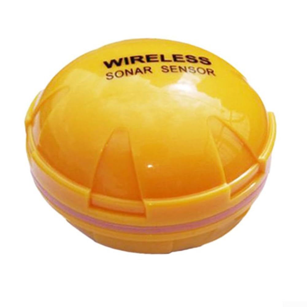 Smart Sonar Fischfinder, Tiefenskala, Fischdetektor, Wassertemperaturanzeige, gelbe Farbe