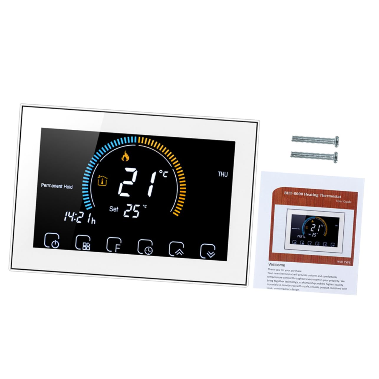 HOMSFOU Termostato Digitale Per Riscaldamento Pavimento Schermo Lcd Touch Controllo Temperatura e Umidità Installazione Facile Modalità Manuale e Programmabile