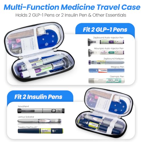 Image of YOUSHARES GLP-1 Cooler Travel Case for 2 Zepbound, Mounjaro & Insulin Pens | 2 TSA Approved Ice Packs, Fits GLP-1 Pens & Diabetes Supplies, Insulated Medicine Cooling Bag for Medication Storage & Travel