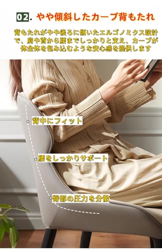 VZXダイニングチェアオフィスチェアPUレザー炭素鋼フレーム高反発スポンジ組み立てシンプルな北欧チェア肘掛けなしキッチン/リビングルームユニバーサル (ベビーチェアストライプ柄【輸入クオリティPUレザー/肌触り良好・耐磨耗】エマオレンジ) [3]
