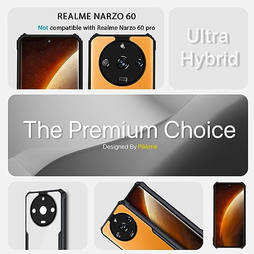 Image of Outlouders Back Cover for Realme Narzo 60 5G | Ultra Hybrid Transparent | Full Camera Protection | Raised Edge | Crystal Clear Bumper Case(Black)