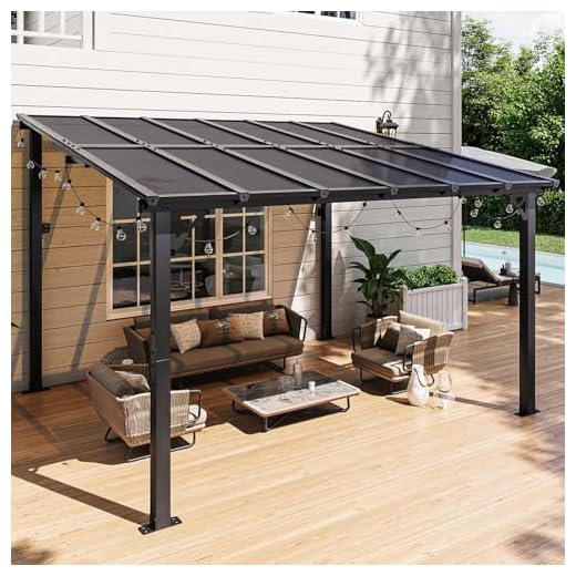 Aoxun 10' x 12' Gazebo for Patio, Gazebo Pergola with Sloped Roof, Large Wall-Mounted Heavy Duty Awnings, for Backyard, Deck, Patio