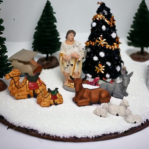 Image of KariGhar Nativity /Crib Idols Set of 16 Pieces [Pack - Crib House,Mary, Joseph, Baby Jesus, Angel, 3 Wise Men, The Shepherd, 7 Animals], Multicolour, 6 Inch Set, A0098